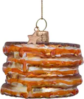 Vondels glazen kerstbal stroopwafel 6cm bruin - afbeelding 2