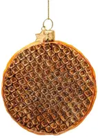 Vondels glazen kerstbal stroopwafel 8.5cm bruin - afbeelding 1