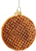 Vondels glazen kerstbal stroopwafel 8.5cm bruin - afbeelding 3