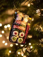 Vondels glazen kerstbal sushi bord 10cm multi  - afbeelding 4