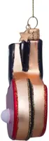 Vondels glazen kerstbal tafeltennis 9cm rood, zwart - afbeelding 3