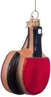 Vondels glazen kerstbal tafeltennis 9cm rood, zwart - afbeelding 4