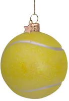 Vondels glazen kerstbal tennis bal 8.7cm geel  - afbeelding 3