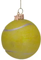 Vondels glazen kerstbal tennis bal 8.7cm geel  - afbeelding 2