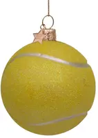 Vondels glazen kerstbal tennis bal 8.7cm geel  - afbeelding 1
