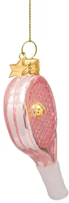 Vondels glazen kerstbal tennisracket 10cm roze - afbeelding 2