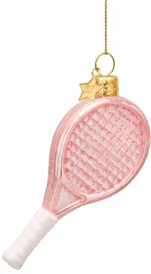 Vondels glazen kerstbal tennisracket 10cm roze - afbeelding 3