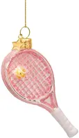 Vondels glazen kerstbal tennisracket 10cm roze - afbeelding 1