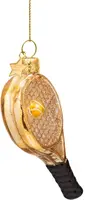 Vondels glazen kerstbal tennisracket 9.5cm goud - afbeelding 2