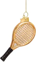 Vondels glazen kerstbal tennisracket 9.5cm goud - afbeelding 3