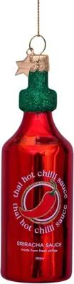 Vondels glazen kerstbal thai hot chilli saus 11cm rood - afbeelding 1