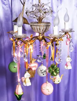 Vondels glazen kerstbal theepot met bloem 10cm goud, wit - afbeelding 4