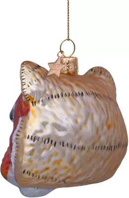 Vondels glazen kerstbal tijgerkop 7.5cm bruin - afbeelding 5