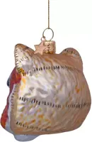 Vondels glazen kerstbal tijgerkop 7.5cm bruin - afbeelding 5