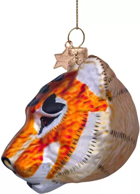 Vondels glazen kerstbal tijgerkop 7.5cm bruin  - afbeelding 6