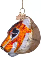 Vondels glazen kerstbal tijgerkop 7.5cm bruin - afbeelding 6