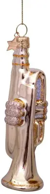 Vondels glazen kerstbal trompet 10.5cm goud - afbeelding 4