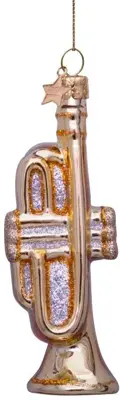 Vondels glazen kerstbal trompet 10.5cm goud - afbeelding 1