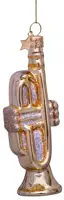 Vondels glazen kerstbal trompet 10.5cm goud - afbeelding 2