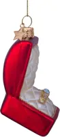 Vondels glazen kerstbal trouwring in doosje 9cm rood - afbeelding 4