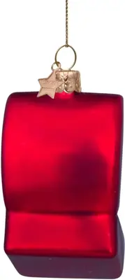 Vondels glazen kerstbal trouwring in doosje 9cm rood - afbeelding 5