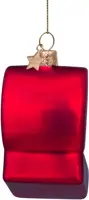 Vondels glazen kerstbal trouwring in doosje 9cm rood - afbeelding 5