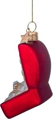 Vondels glazen kerstbal trouwring in doosje 9cm rood - afbeelding 6