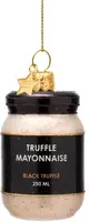 Vondels glazen kerstbal truffelmayonaise 7cm zwart, wit - afbeelding 1