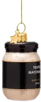 Vondels glazen kerstbal truffelmayonaise 7cm zwart, wit - afbeelding 2