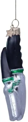 Vondels glazen kerstbal tuingereedschap 12cm zilver, zwart - afbeelding 2