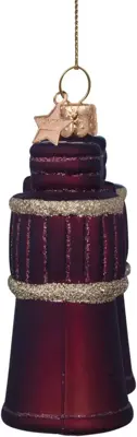 Vondels glazen kerstbal verrekijker 8cm bruin - afbeelding 4