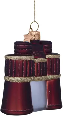 Vondels glazen kerstbal verrekijker 8cm bruin - afbeelding 3