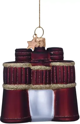 Vondels glazen kerstbal verrekijker 8cm bruin - afbeelding 1