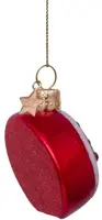Vondels glazen kerstbal voerbak hond 7cm bruin, rood - afbeelding 5