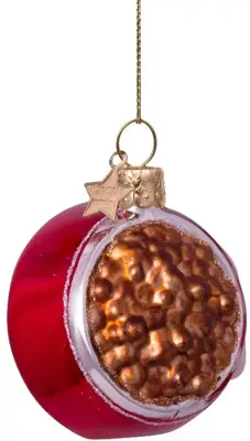 Vondels glazen kerstbal voerbak hond 7cm bruin, rood - afbeelding 6