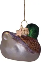 Vondels glazen kerstbal vogel eend 8.5cm groen, bruin - afbeelding 4