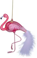 Vondels glazen kerstbal vogel flamingo 15cm roze - afbeelding 4