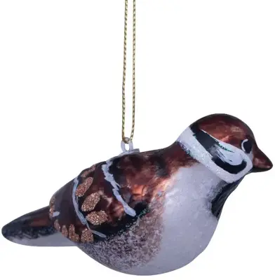 Vondels glazen kerstbal vogel huismus 11cm bruin - afbeelding 4