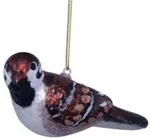 Vondels glazen kerstbal vogel huismus 11cm bruin - afbeelding 1
