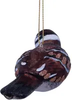 Vondels glazen kerstbal vogel huismus 4.5cm bruin  - afbeelding 3