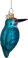 Vondels glazen kerstbal vogel ijsvogel 10cm blauw, oranje - afbeelding 4