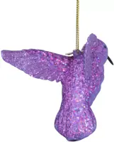 Vondels glazen kerstbal vogel kolibrie 8.5cm paars - afbeelding 3