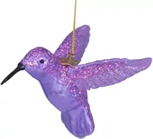 Vondels glazen kerstbal vogel kolibrie 8.5cm paars - afbeelding 5