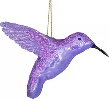 Vondels glazen kerstbal vogel kolibrie 8.5cm paars  - afbeelding 1