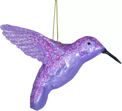 Vondels glazen kerstbal vogel kolibrie 8.5cm paars - afbeelding 1