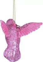 Vondels glazen kerstbal vogel kolibrie 8.5cm roze - afbeelding 3