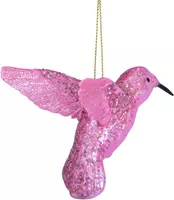 Vondels glazen kerstbal vogel kolibrie 8.5cm roze  - afbeelding 2