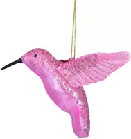 Vondels glazen kerstbal vogel kolibrie 8.5cm roze - afbeelding 4
