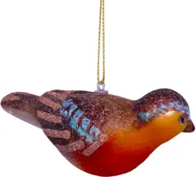 Vondels glazen kerstbal vogel roodborst 11cm bruin - afbeelding 4