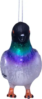 Vondels glazen kerstbal vogel stadsduif 12.5cm grijs - afbeelding 5